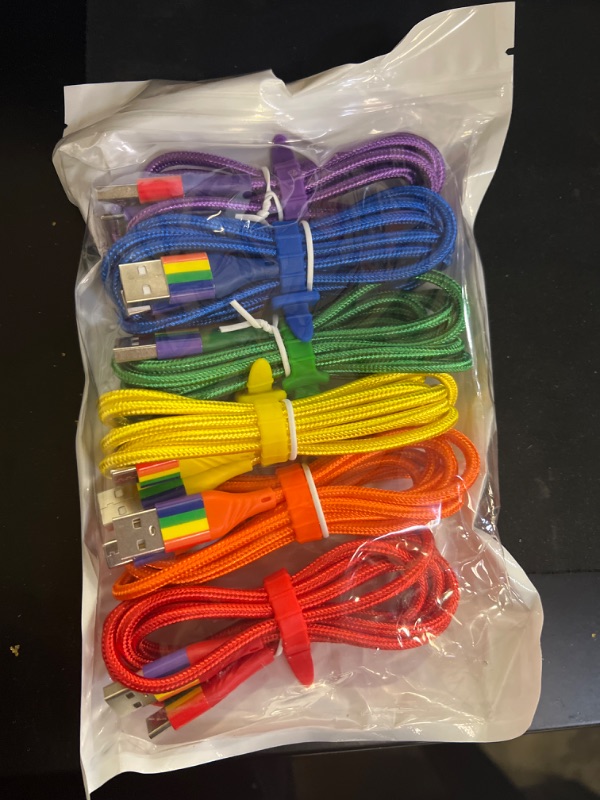 Photo 2 of Gay Pride USB C Charger Cable 3.1A - USB A to USB C Cable 6ft Long, Rainbow-Colored Shield w/Nylon Braided Cord - Compatible Type C Charging with Smartphones, Tablets, & More - 6-Pack