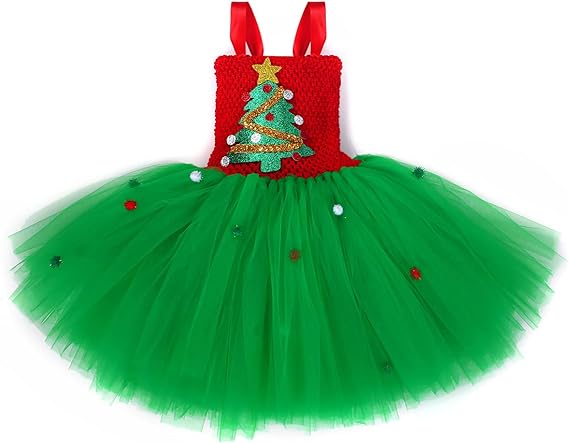 Photo 1 of MED Tutu Dreams Christmas Tree Costume for Girls Kids with Headband Birthday Winter Recital Dance Party Dress Clothes Gifts