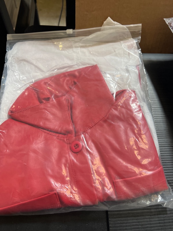 Photo 1 of Meikulo Girls Faux Leather Jacket Kids Fashion Motorcycle Button Down Lapel Cropped Outerwear 7-8 Years Red