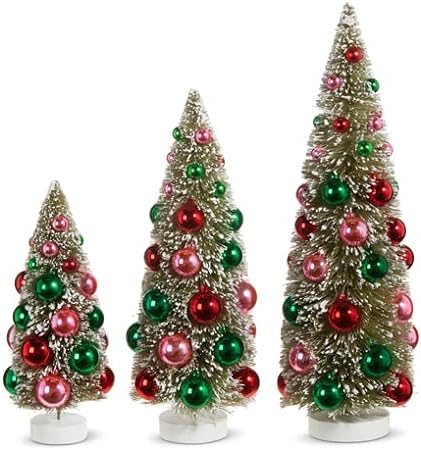 Photo 1 of RAZ Imports 15" Bottle Brush Trees with Ornaments, 15 inches