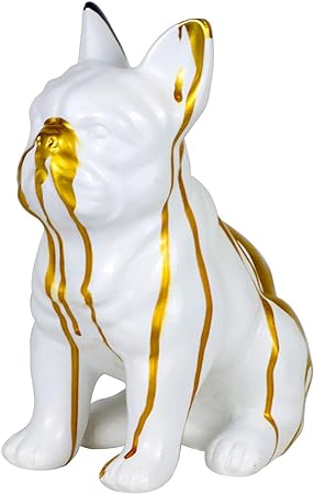Photo 1 of French Bulldog Statues Animal Dog Sculpture Art Figurines Home Decoration for Living Room Bedroom Book Shelf TV Cabinet Desktop Decor Table Centerpieces Ornaments (C - White)