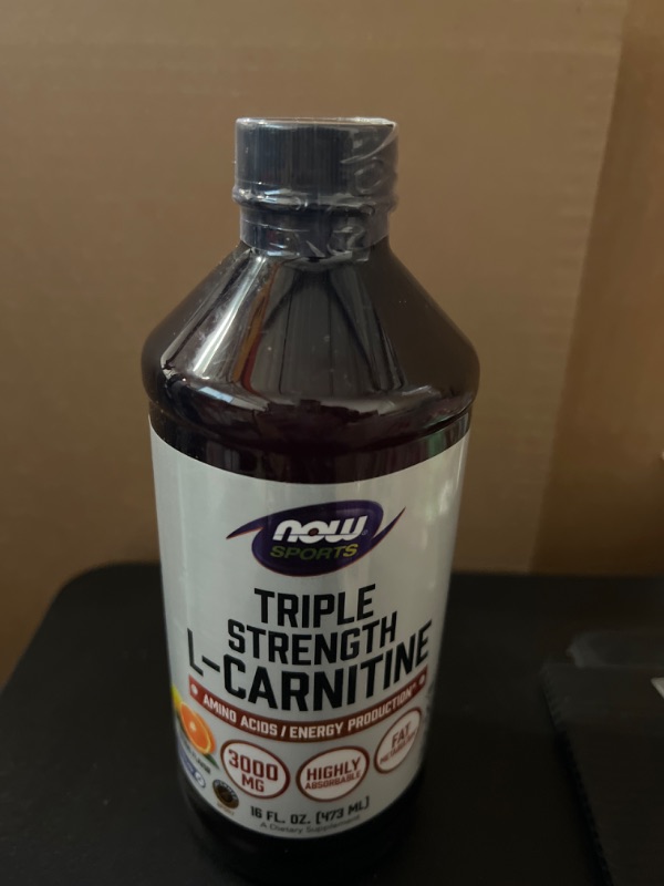 Photo 2 of Now Foods L-Carnitine Citrus Liquid, 3000 mg - 16 fl oz bottle   BB 08-2024