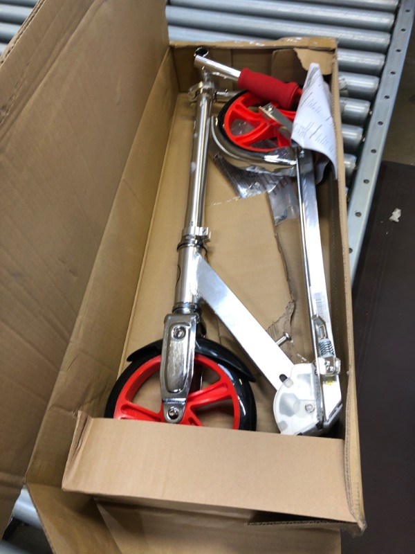 Photo 2 of Razor A5 Lux Kick Scooter - Large 8" Wheels, Foldable, Adjustable Handlebars, Lightweight, for Riders up to 220 lbs Scooter Red Frustration-Free Packaging