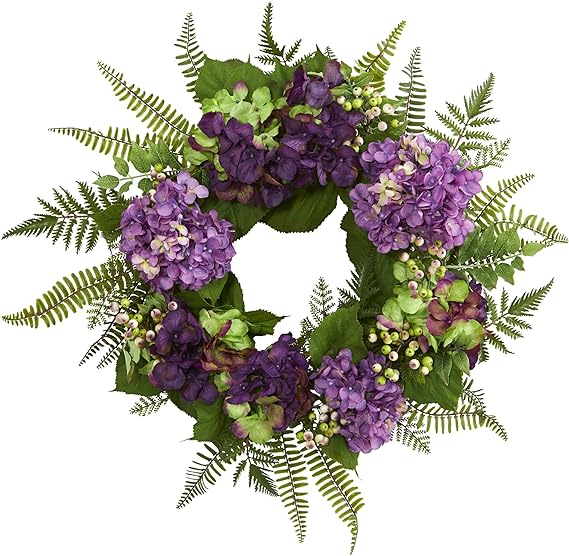 Photo 1 of Nearly Natural 24in. Artificial Hydrangea Berry Wreath
