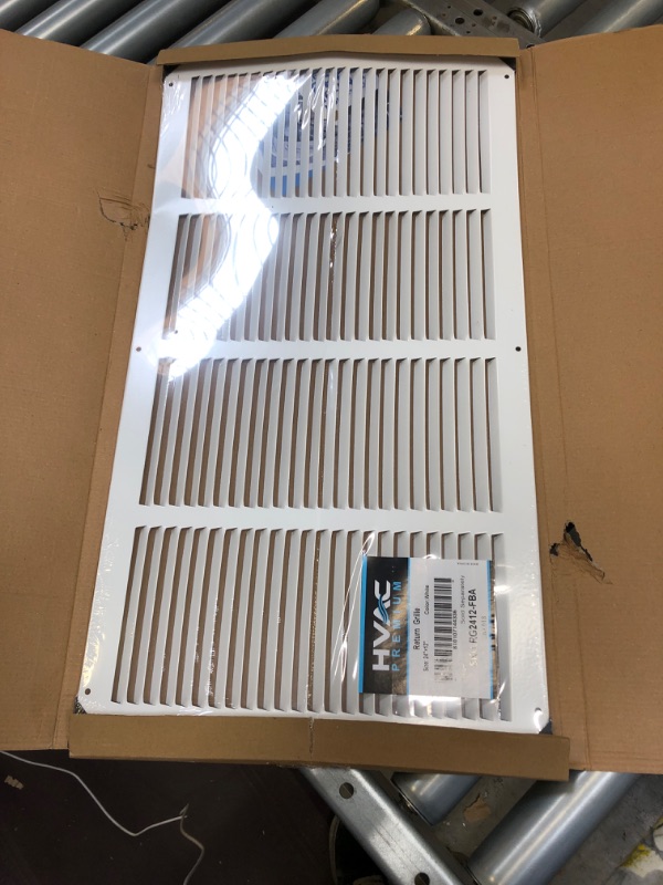 Photo 2 of 24"w X 12"h Steel Return Air Grilles - Sidewall and Ceiling - HVAC Duct Cover - White [Outer Dimensions: 25.75"w X 13.75"h] 24 X 12 White