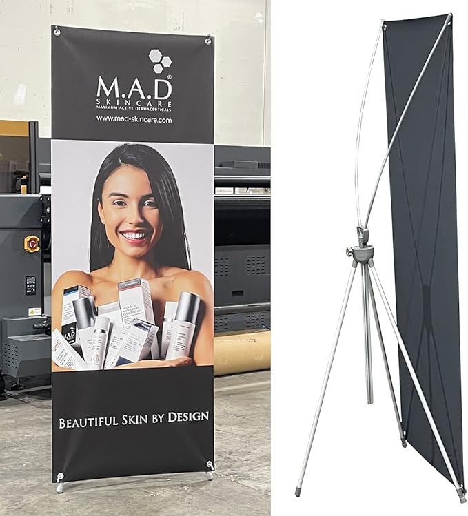 Photo 1 of 2 Pack X-Frame Banner Stand Fits Any Banner Adjustable SIZE 24"x63" with Carrying Bag, Retractable Banner Stand That is Perfect for Trade, Show and Store Display, Banner Stands for Display, Aluminum Synthesis