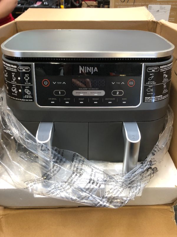 Photo 3 of Ninja DZ201 Foodi 8 Quart 6-in-1 DualZone 2-Basket Air Fryer with 2 Independent Frying Baskets, Match Cook & Smart Finish to Roast, Broil, Dehydrate & More for Quick, Easy Meals, Grey