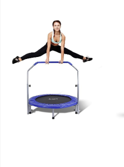 Photo 1 of SereneLife Portable & Foldable Trampoline - 40" in-Home Mini Rebounder with Adjustable Handrail, Fitness Body Exercise - SLSPT409, Blue Trampoline + Nail Treatment 0.55 Fl Oz