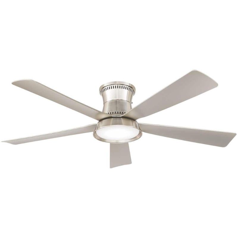 Photo 1 of Hampton Bay Hawkspur 52 in. Integrated LED CCT Indoor/Outdoor Brushed Nickel Ceiling Fan with Light and Remote Control
