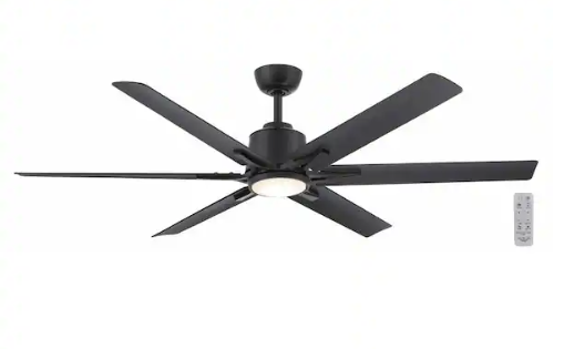 Photo 1 of Kensgrove II 60 in. Smart Indoor/Outdoor Matte Black Ceiling Fan with Remote Included Powered by Hubspace
