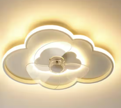 Photo 1 of 19.6 in. Integrated LED Modern Indoor White 6-Speeds Cloudy Shaped Flush Mount Ceiling Fan Light with Remote App Control
