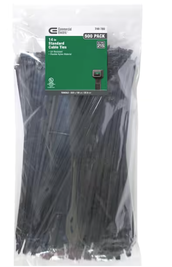 Photo 1 of 14 in. UV Cable Tie, Black (500-Pack)
