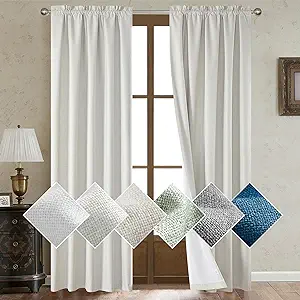 Photo 1 of 100% Blackout Linen Curtains 90 Inches Length 2 Panels for Bedroom Living Room Thermal Insulated Drapes Room Darkening Rod Pocket Window Curtains, Cream,52" W x 90" L
