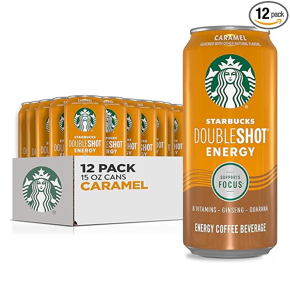 Photo 1 of  EXPIRE- 06/10/24
Starbucks Doubleshot Energy Drink Coffee Beverage, Caramel, Iced Coffee, 15 fl oz Cans (12 Pack) (Packaging May Vary)
