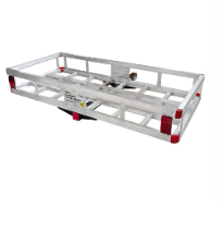 Photo 1 of MaxxHaul 70108 49” x 22.5” Hitch Cargo Carrier - Trailer Hitch Mount Aluminum Cargo Carrier - 500-lb Load Capacity, Grey & 80875 1-1/4” to 2” Hitch Adapter with 4” Rise and 3-3/8” Drop