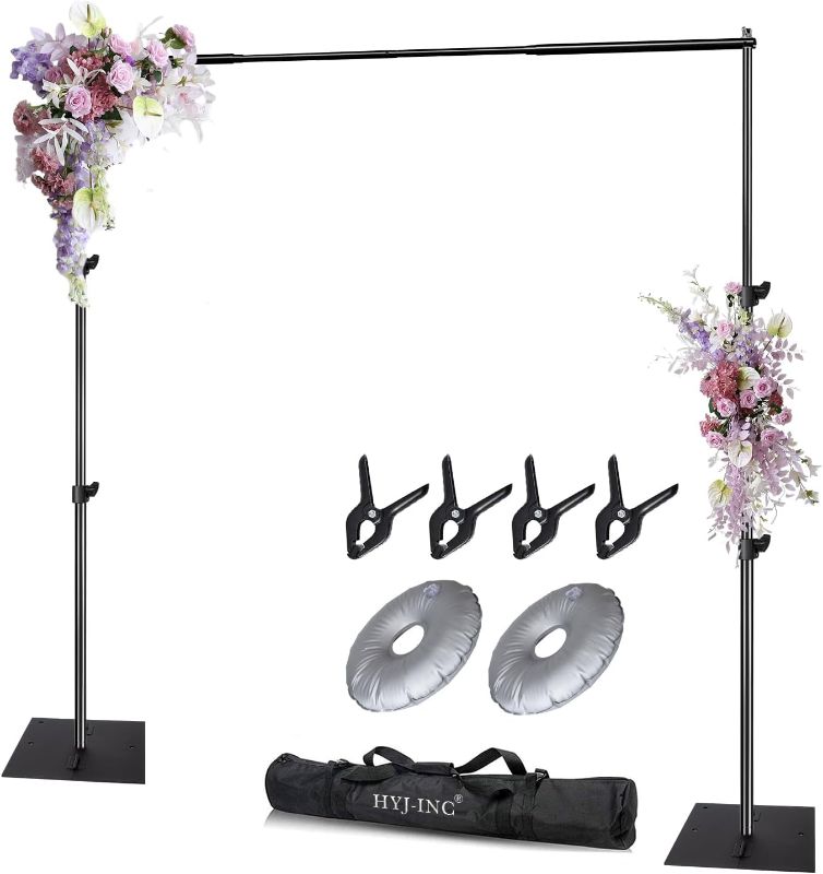 Photo 1 of And Drape Photography Backdrop Stand Kit Adjustable Photo Background Stand 10ft x 6.5ft with Metal Base for Parties Weddings Birthday Party Events Photo Booth