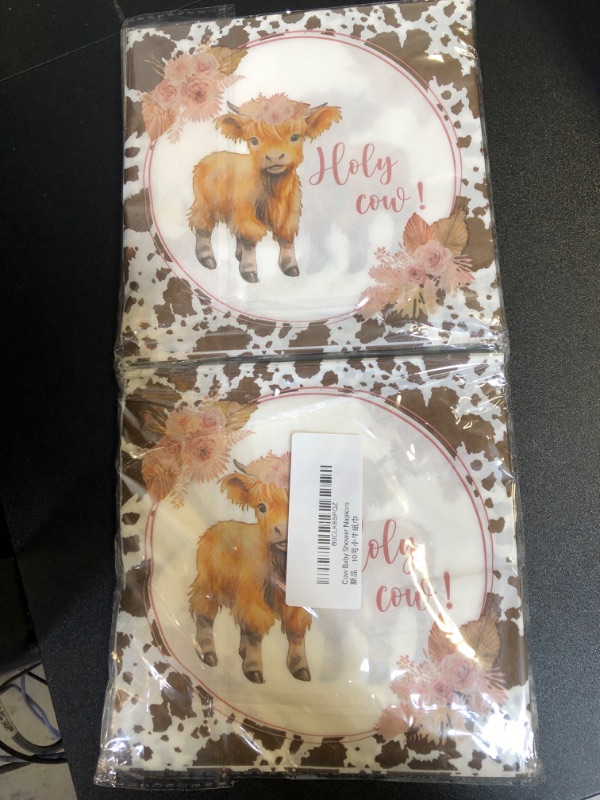 Photo 2 of Highland Cow Baby Shower Decorations,40Pack Brown Highland Cow Napkins Western Party Decorations Baby Shower Paper Napkins for Animal Themed Birthday Party