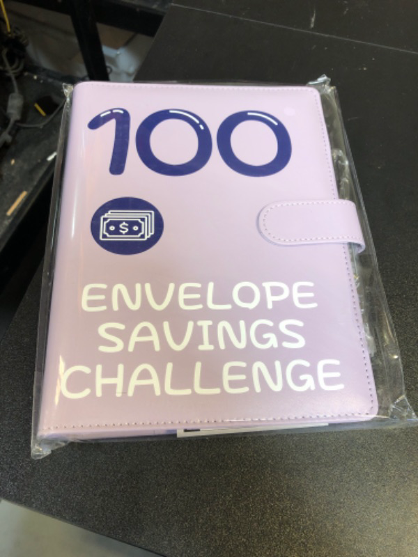 Photo 2 of 100 Envelopes Money Saving Challenge, 2023 PU Leather 100 Envelope Challenge Binder, Easy and Funny Way to Save $5,050 Budget Planner, 100-Day Envelope Challenge Kit Money Saving Binder Leather-Purple