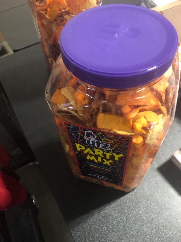 Photo 2 of Utz Party Mix - 26 Ounce Barrel - Tasty Snack Mix Includes Corn Tortillas, Nacho Tortillas, Pretzels, BBQ Corn Chips and Cheese Curls, Easy and Quick Party Snacks, Cholesterol Free and Trans-Fat Free