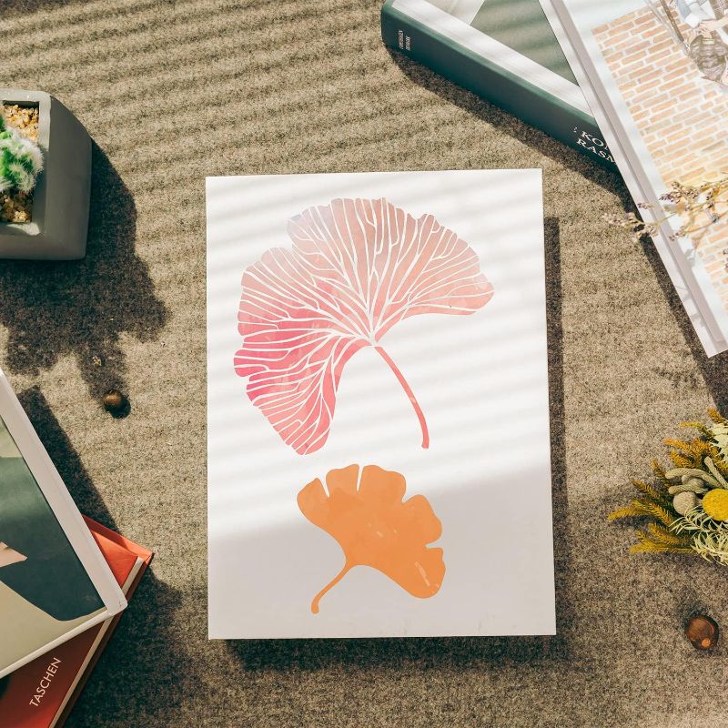 Photo 1 of 12x12 Inch Gingko Leaves Stencils Craft Mylar Template Reusable DIY Plastic Stencils Used on Fabric Canvas Wood Painting Gingko Leaf Template Drawing Stencils Big Size
