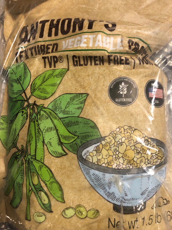 Photo 1 of Anthony's Textured Vegetable Protein, TVP, 1.5 lb, Gluten Free, Vegan, Made in USA, Unflavored TVP 1.5 Pound ex. 10-24-24