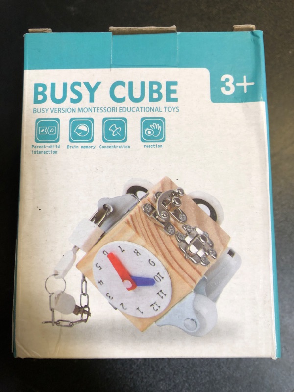 Photo 2 of Busy Cube for Kids Sensory Busy Board Travel Toy for Toddlers 1-3 Years Old,Educational Montessori Learning Toys for Babies 18-36 Months
