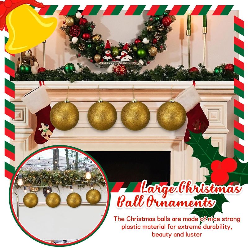Photo 1 of Liliful 4 Pieces 5.9 Inch Large Outdoor Christmas Ornaments Plastic Jumbo Fillable Balls Ornament Big Xmas Tree Hanging Decoration for Home Outside Holiday...

