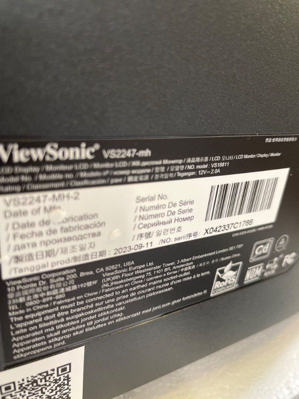 Photo 3 of ViewSonic VS2247-MH 22 Inch 1080p Monitor with 75Hz, Adaptive Sync, Thin Bezels, Eye Care, HDMI, VGA Inputs for Home and Office 22-Inch Thin-Bezels