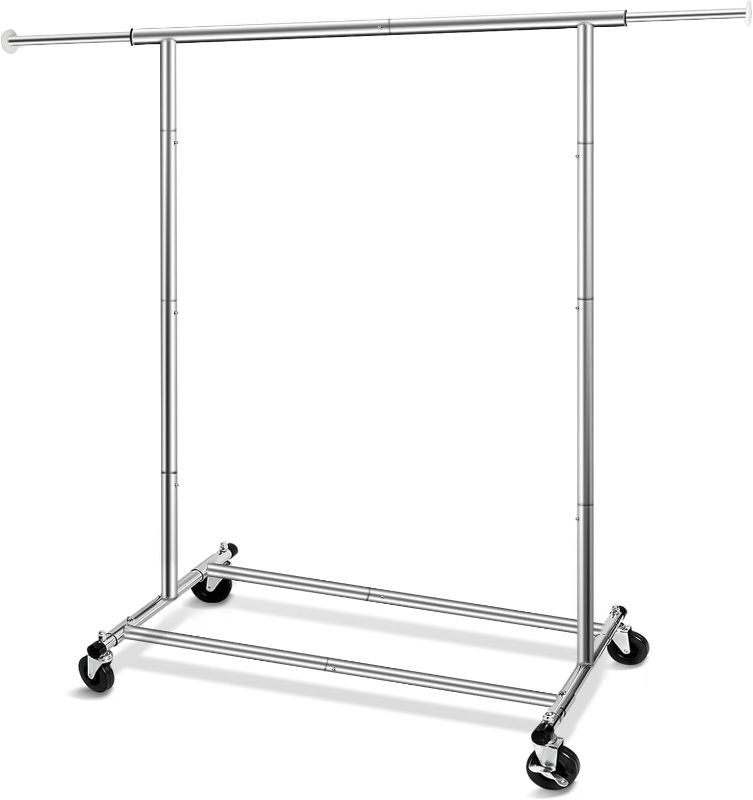 Photo 1 of 34" W x 21" D x 63" H Freestanding Clothing Garment Rack with Rolling Clothes Organizer on Lockable Wheels, Metal Clothes Organizer for Dorm Bedroom Home Balcony
