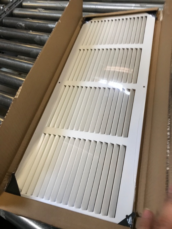 Photo 2 of 24"W x 8"H [Duct Opening Measurements] Steel Return Air Grille | Vent Cover Grill for Sidewall and Ceiling, White | Outer Dimensions: 25.75"W X 9.75"H for 24x8 Duct Opening 24"W x 8"H [Duct Opening]