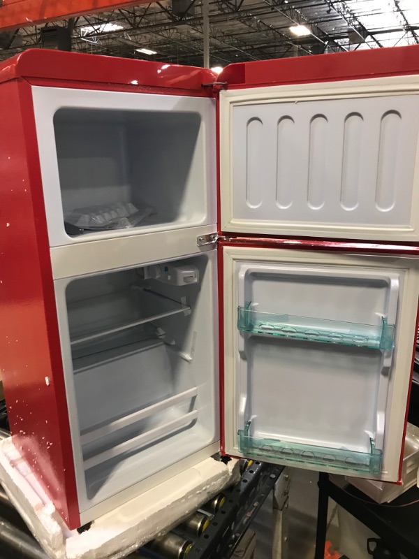 Photo 1 of Retro Mini Fridge with Freezer,2-Door Compact Refrigerator with Adjustable Thermostat, Retro Small Fridge with Freezer Freezer 4 Cu.Ft. Retro Mini Refrigerator for Kitchen,Office,Dorm(Red)