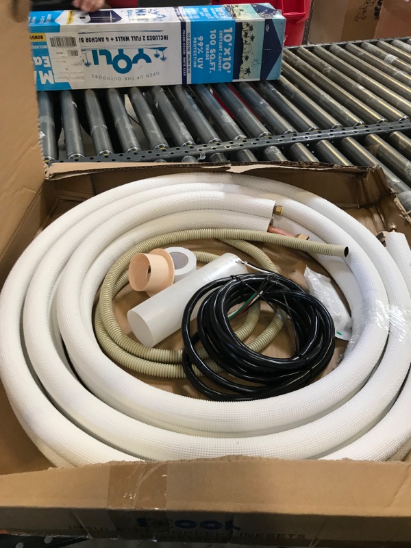 Photo 2 of ICOOL  Mini Split Line Set, 1/4" & 3/8" O.D. Twin Copper Pipes, 3/8" Thickened PE Insulated Coil Copper Line for Air Conditioner HVAC Refrigeration and Heating Equipment, with Fittings