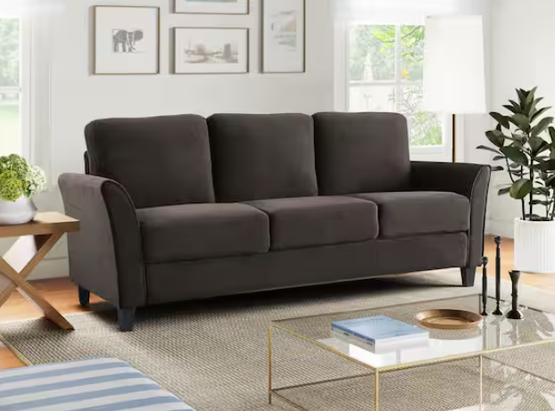 Photo 1 of Wesley 80.3 in. Flared Arm Polyester Rectangle 3-Seater Sofa in Coffee
