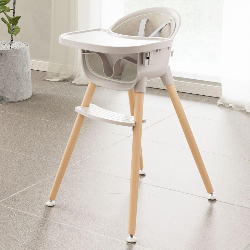 Photo 1 of Fodoss 3-in-1 Wooden High Chair for Babies and Toddlers,Convertible Easy Clean Infant Highchair,Silla Modern Design para Comer De Bebe
