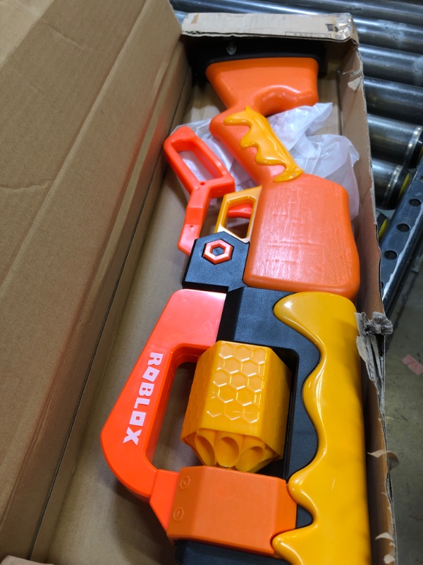 Photo 2 of NERF Roblox Adopt Me!: Bees! Lever Action Dart Blaster, Rotating 8-Dart Drum, 8 Elite Darts, Code to Unlock in-Game Virtual Item Frustration Free Packaging