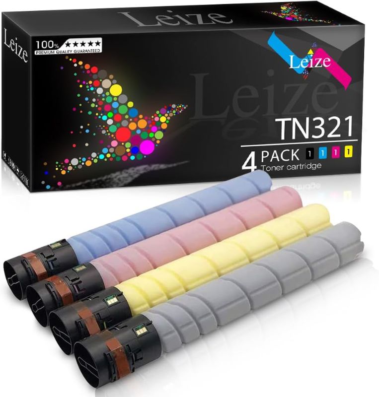 Photo 1 of Leize Compatible TN321 Toner Cartridge Replacement for Konica Minolta Bizhub C224e C364e C284e C224 C284 C364 C7822 C7828 Series Printers | TN321K TN321C...
