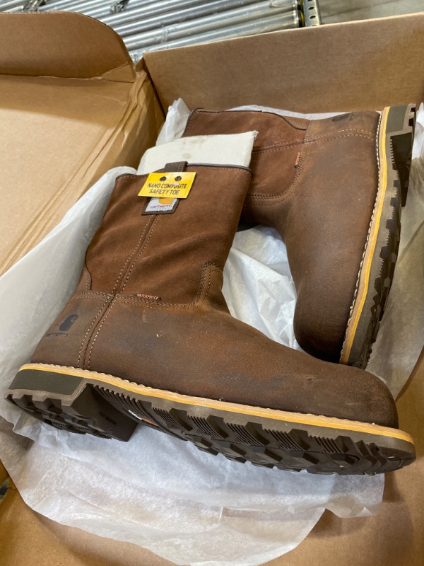 Photo 2 of Carhartt Men's Cmp1453 Waterproof 10 Inch Pull-on Comp Toe Industrial Boot 10.5 Wide Bison Brown Oil Tan