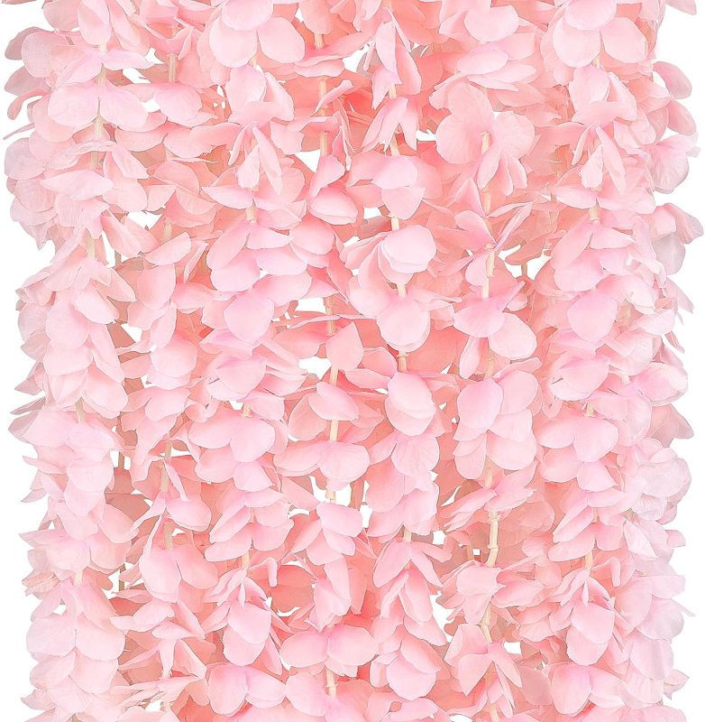 Photo 1 of  Wisteria Hanging Flowers Wisteria Flower Vines Artificial Flower Garland for Room Wedding Wall Backdrop Decor (Pink)