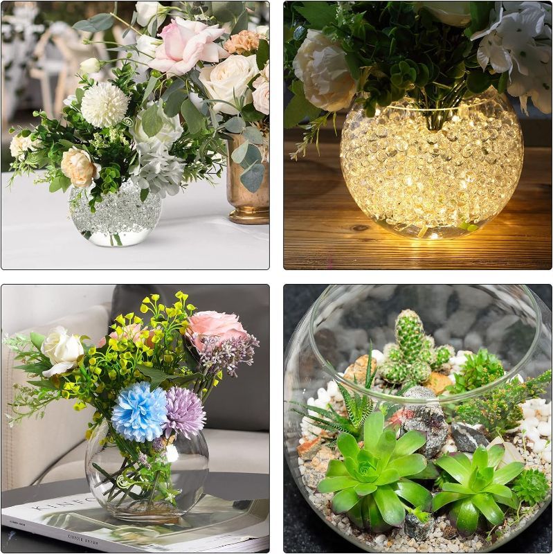 Photo 1 of Sawysine Bubble Bowl Vase Centerpiece Round Glass Flower Vase Clear Fish Bowl with Clear Water Gel Beads for Wedding Floral Centerpiece Home Decor