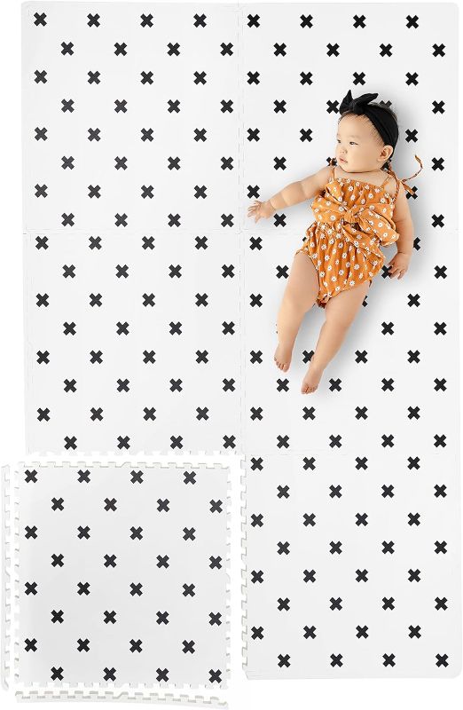 Photo 1 of (White) - Stylish Baby Play Mat with Thick Comfortable Foam. Spill Resistant, Easy Clean, Durable. Yay Mats Attractive Fun Puzzle Design Playmat for Tummy Time. Non-Toxic, Non-Slip, No Unpleasant Odour or Fumes
