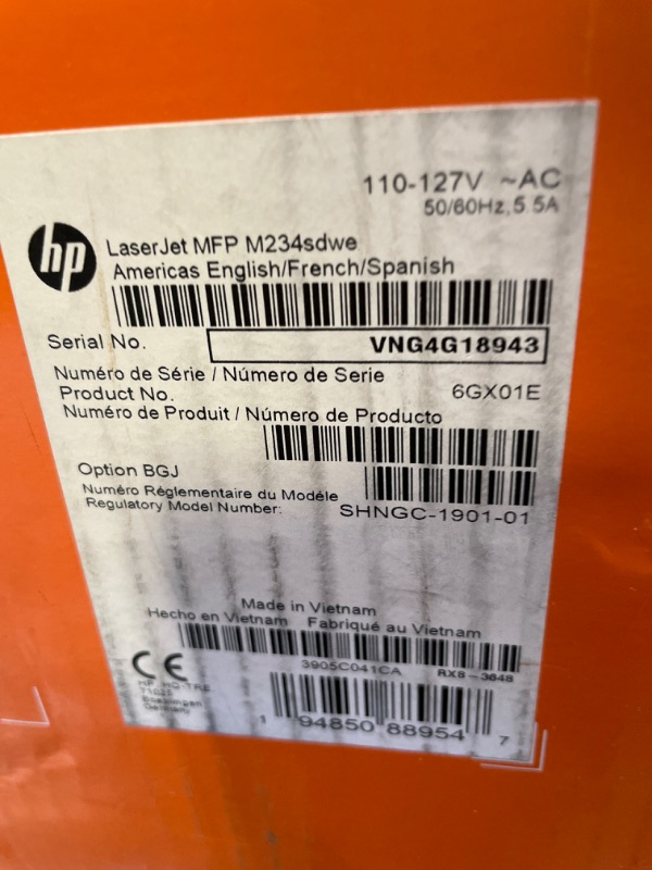 Photo 6 of HP LaserJet MFP M234sdwe Wireless Black and White All-in-One Printer with built-in Ethernet & fast 2-sided printing, HP+ and bonus 6 months Instant Ink (6GX01E)