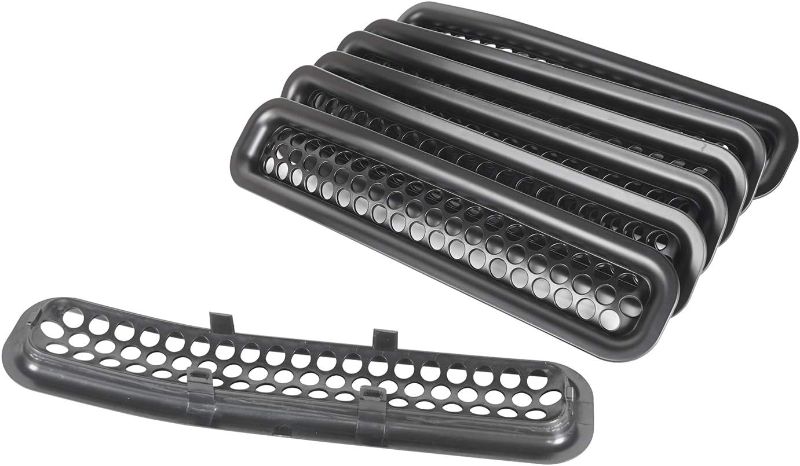 Photo 1 of Hooke Road Wrangler Grill Mesh Inserts Front Grille Guard Cover Clip-in Matte Black for 1997-2006 Jeep Wrangler TJ & Unlimited (Pack of 7)
