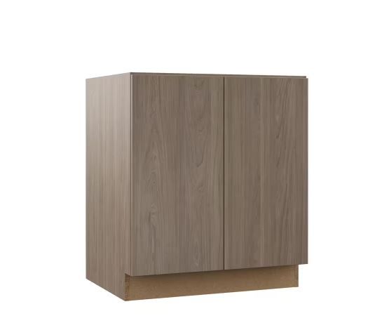 Photo 1 of Hampton Bay - Designer Series Edgeley Assembled 30x34.5x23.75 in. Full Height Door Base Kitchen Cabinet in Driftwood