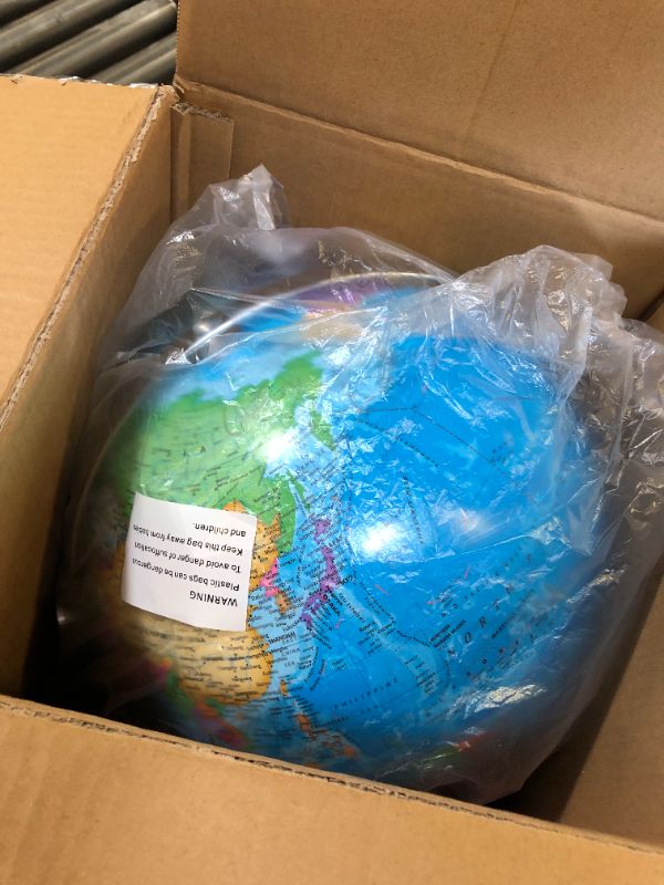Photo 1 of 13" World Globe with Stand, 720° Swivels in All Directions, Stainless Steel Stand, Geographic/Decorative Desktop Decoration World Globe Map with Clear Text for Home, School, Office