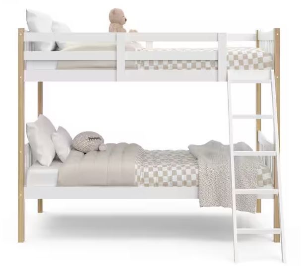 Photo 1 of Storkcraft Caribou Solid Hardwood Twin Bunk Bed White with Natural