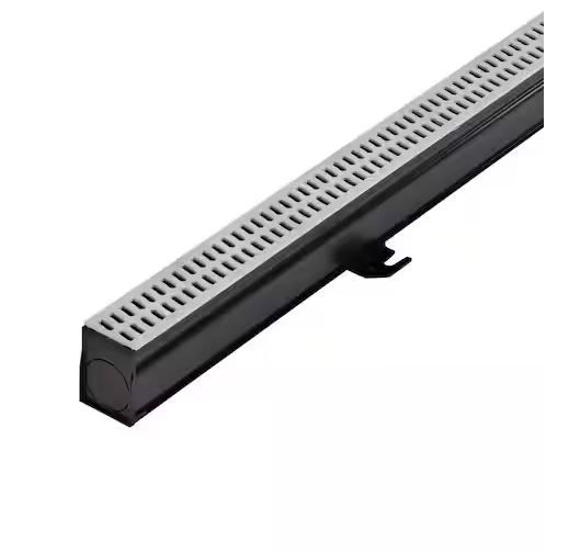 Photo 1 of NDS 2-1/4 in. x 6 ft. Slim Channel Drain Kit Gray Grates, End Caps, Outlets, Coupling and Anchor Clips