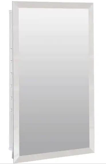 Photo 1 of 16 in. W x 25.9 in. H Rectangular Steel Medicine Cabinet with Mirror
