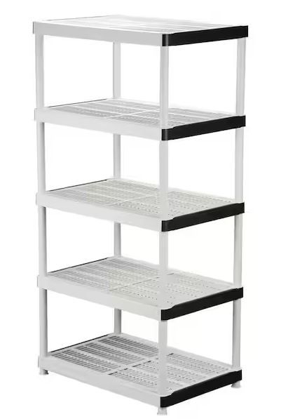 Photo 1 of 5-Tier Plastic Garage Storage Shelving Unit in Gray (36 in. W x 72 in. H x 24 in. D)
