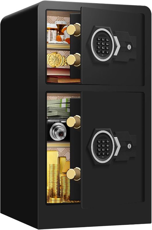 Photo 1 of 6.1 Cu ft Extra Large Home Safe Fireproof Waterproof, Anti-Theft Digital Home Security Safe Box With Hidden Compartment, Double Safes, Separate Lock Box and Led Light?31.1" x 17.0" x 15.9"?
