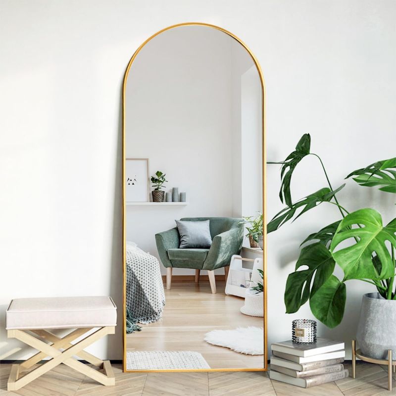 Photo 1 of XKZG 64" x 21" Arched Full Length Mirror Floor Mirror with Aluminum Alloy Frame Full Body Mirror Stand Mirror Wall Mounted Mirror for Bedroom Living Room - Gold
